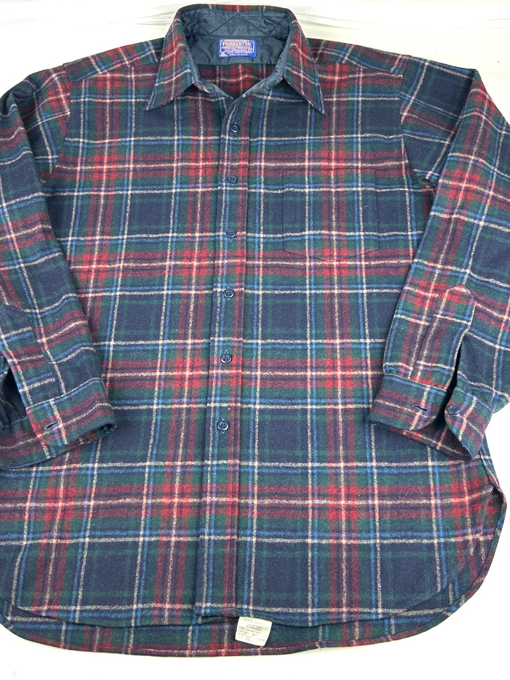 Vintage Pendleton Flannel Shirt 100% Virgin Wool Plaid Sz Large Made in USA
